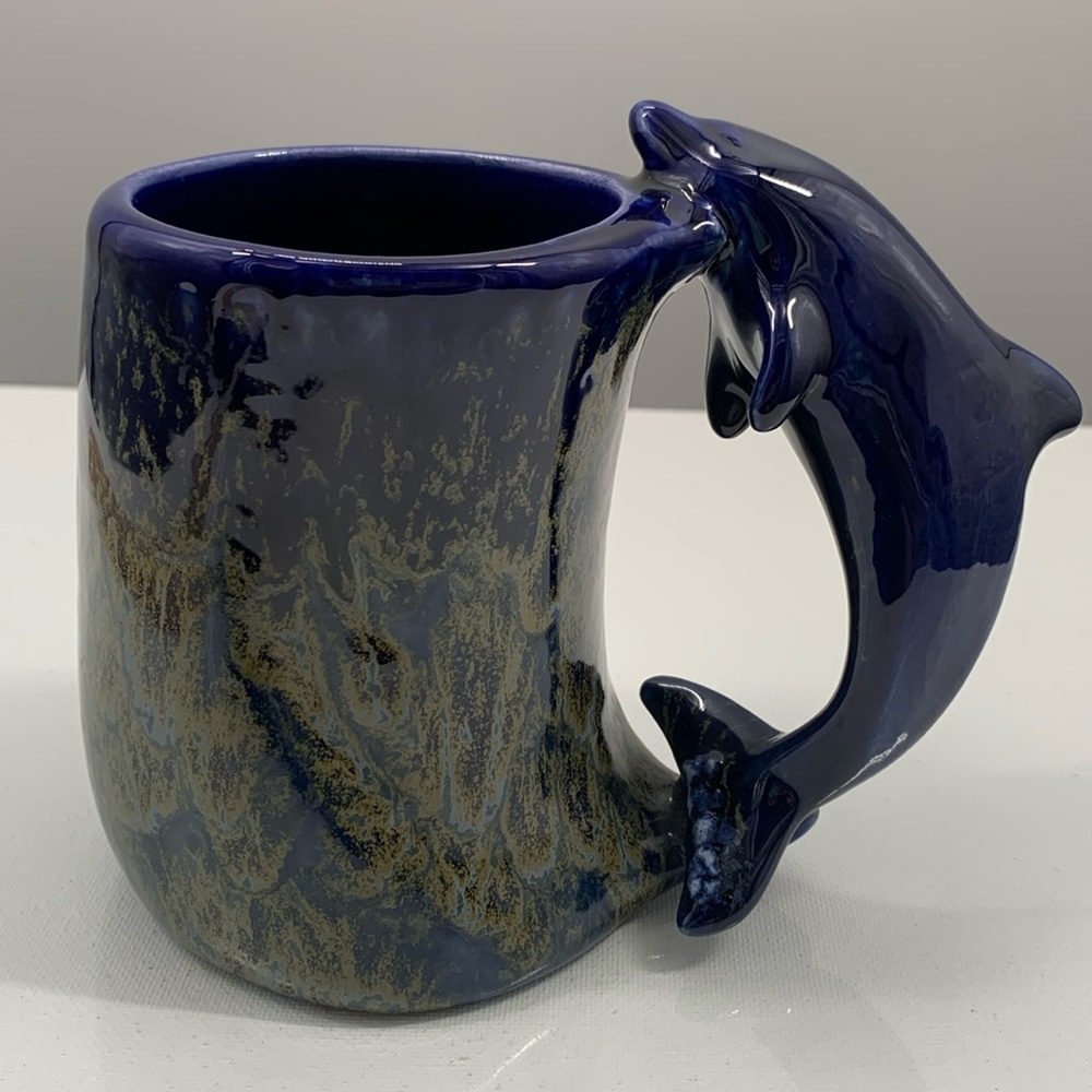 Dolphin Ceramic Airbrush Painted Dolphin Mug EUC